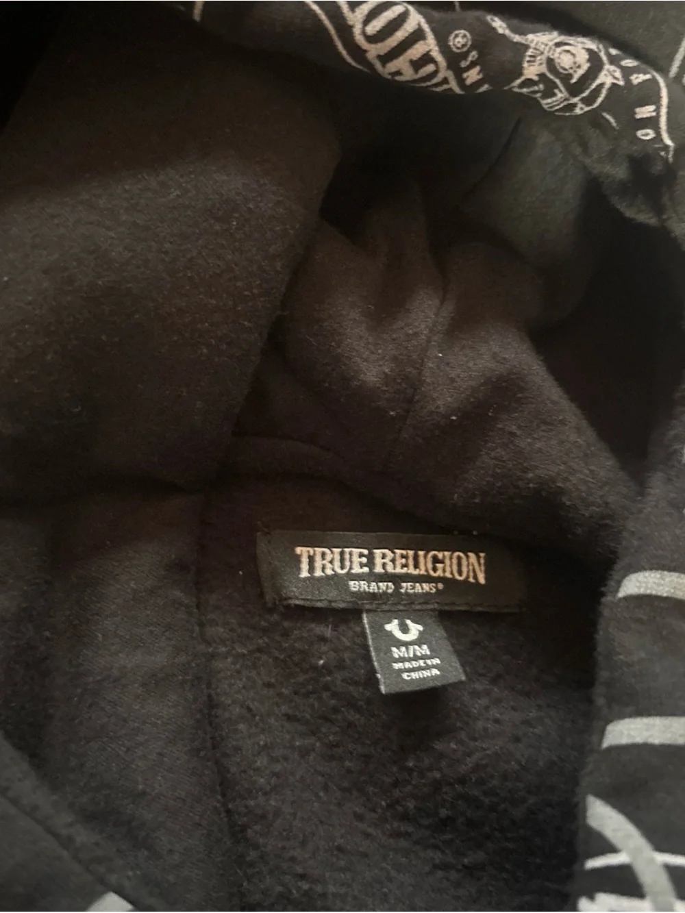 True Religion Black Hoodie with Red Logo World Tour Buddha